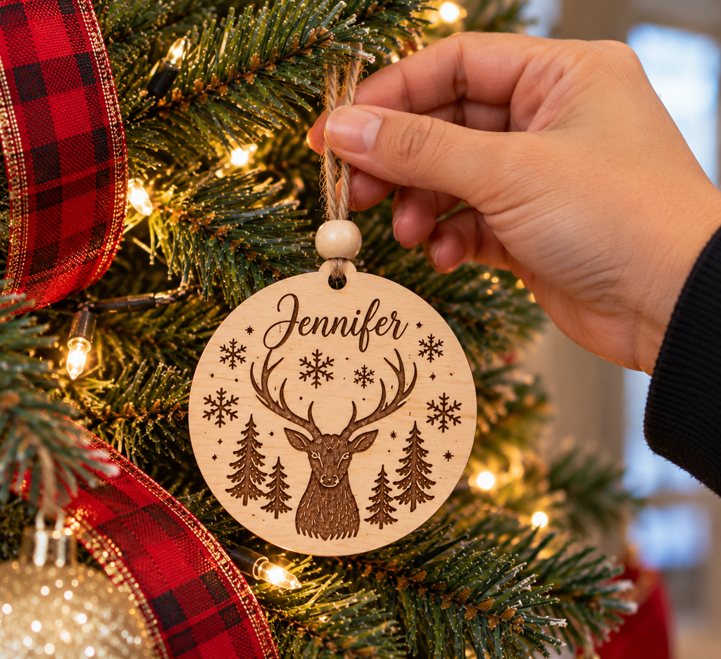 Personalized Laser Engraved Wooden Christmas Ornaments
