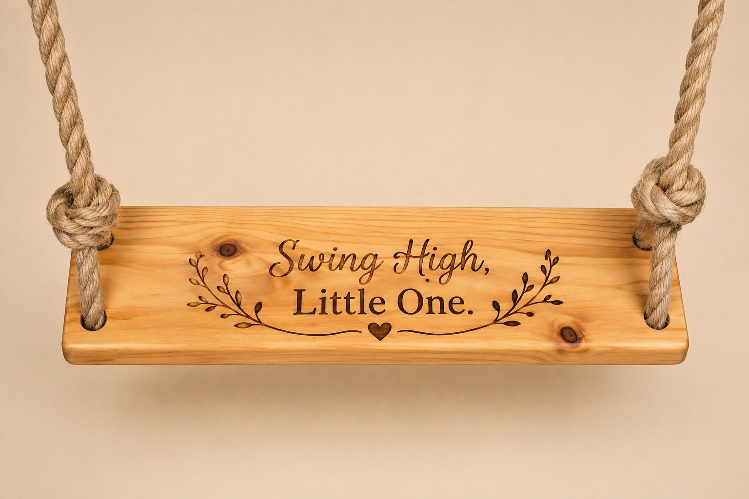 Swing High, Little One – Engraved Wooden Swing Seat