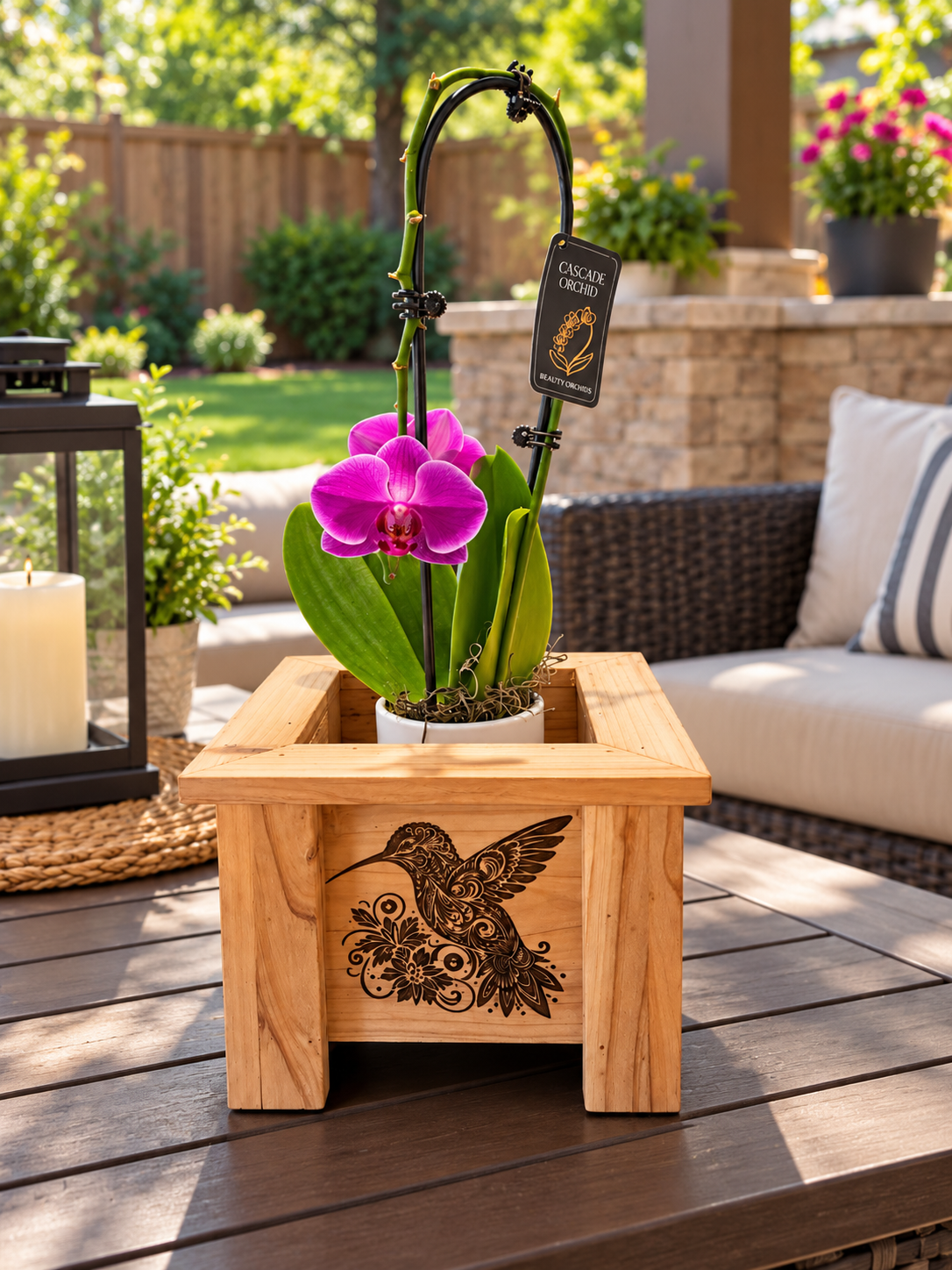 Custom Engraved Wooden Tabletop Planter – 9" x 9"