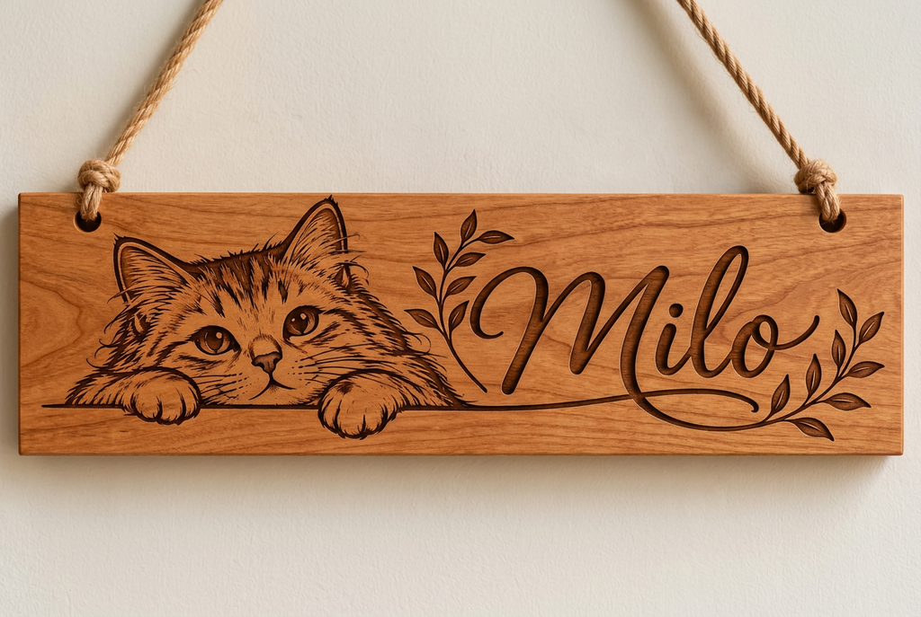 Personalized Wooden Cat Name Sign