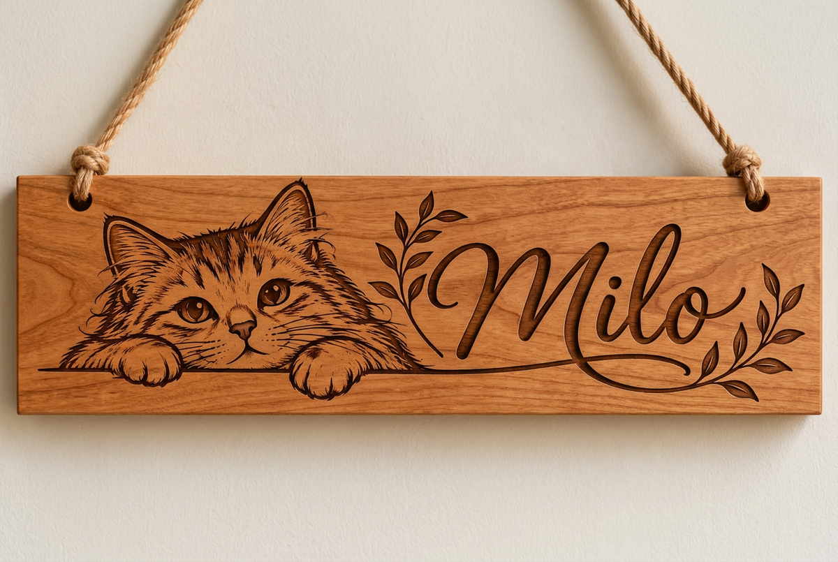Personalized Wooden Cat Name Sign