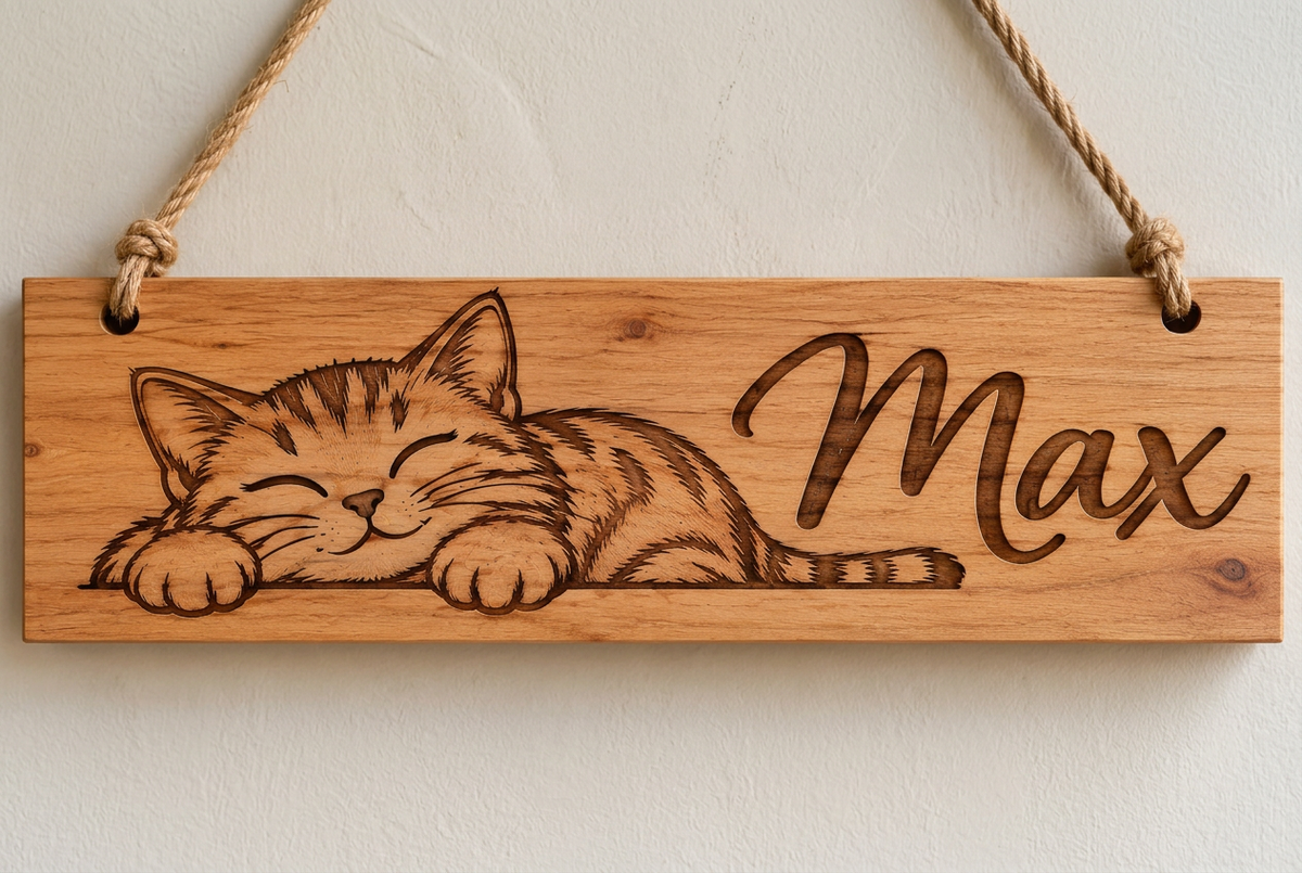 Personalized Wooden Cat Name Sign