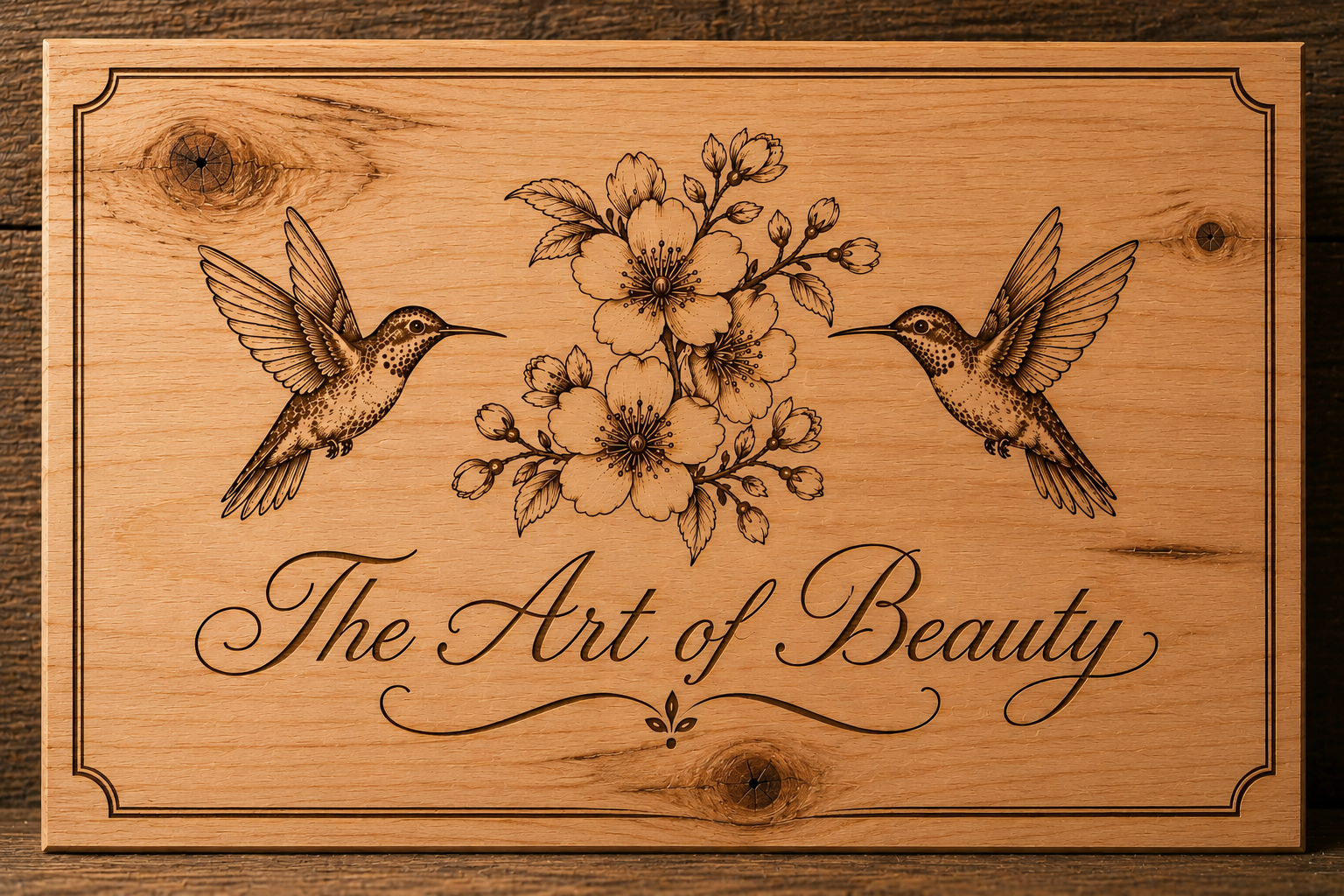 Hummingbird & Floral Engraved Wall Art
