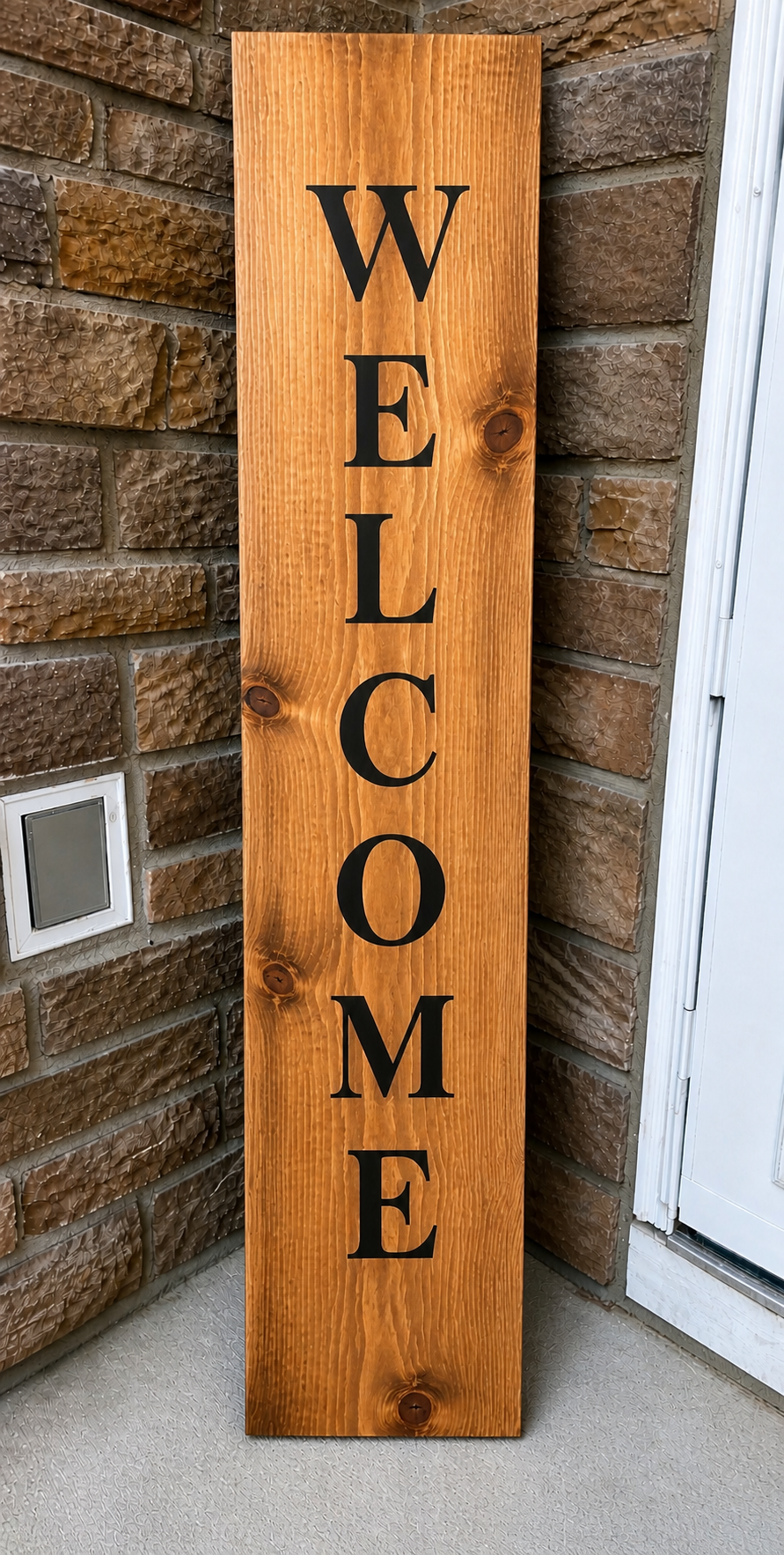 Handcrafted Vertical Wooden Welcome Sign | Natural Wood Porch Décor | 5 FT Tall