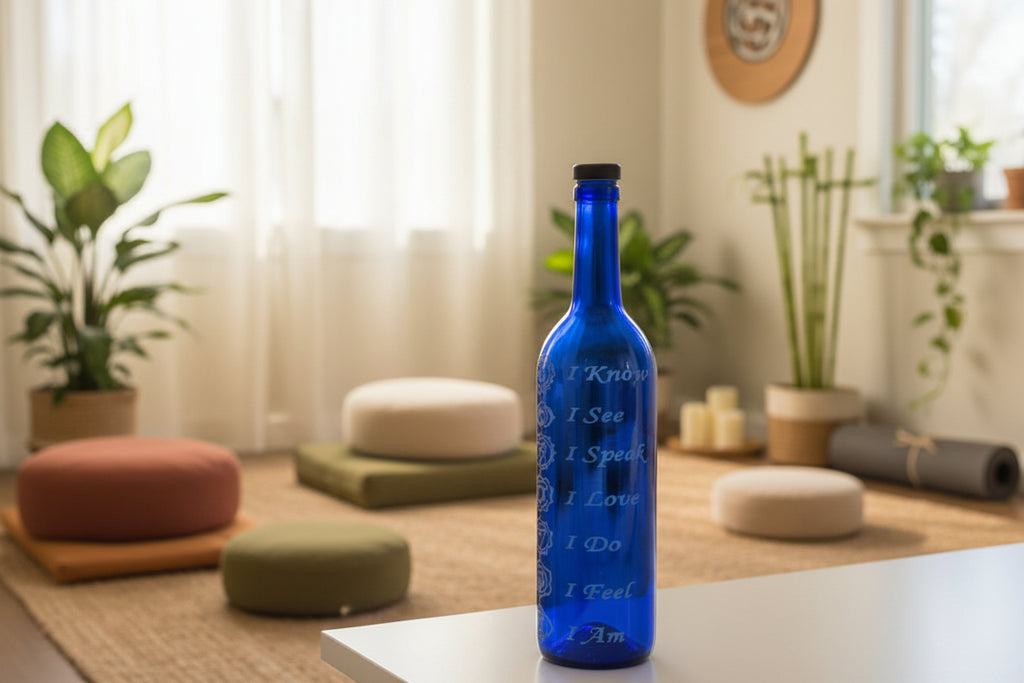 Chakra Cobalt Blue Glass Bottle