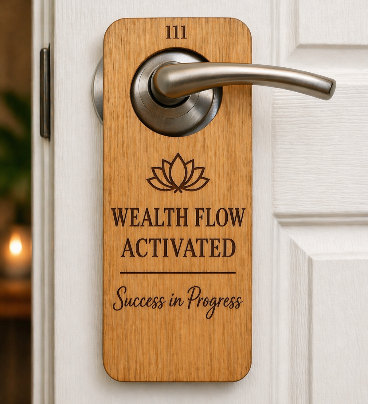 Wooden Door Hanger – “Wealth Flow Activated”