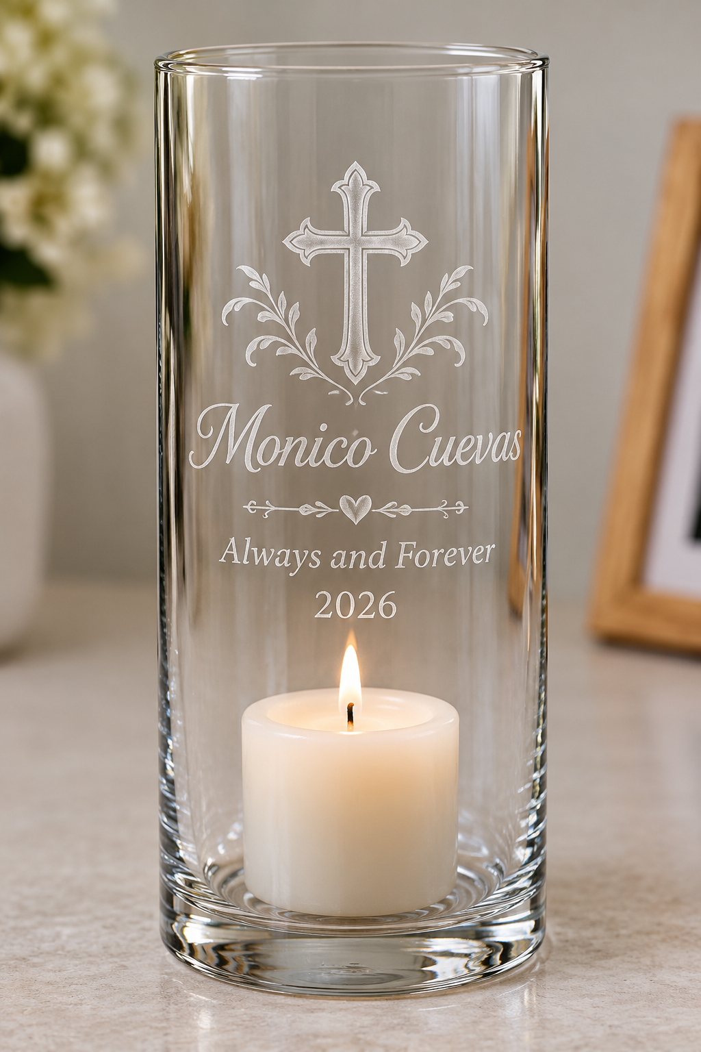 Personalized Memorial Glass Candle Holders