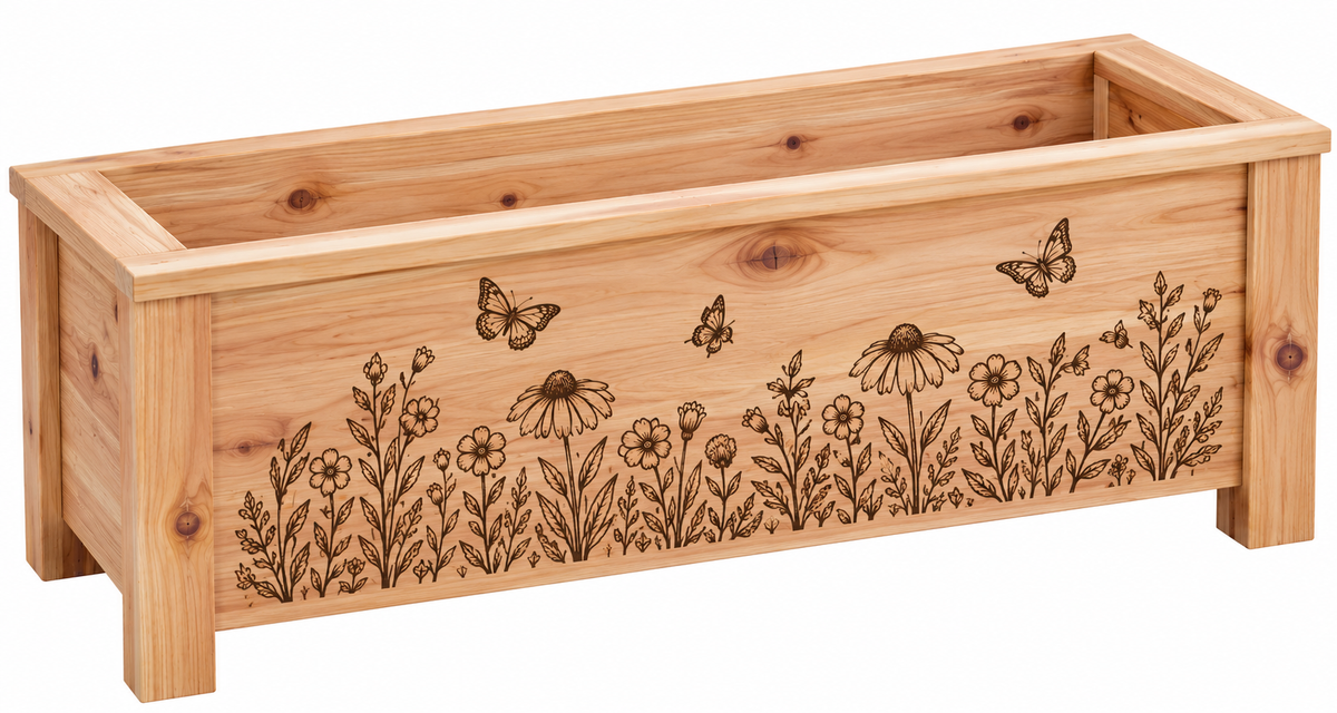 Custom Engraved Cedar Planter - 30x16x16